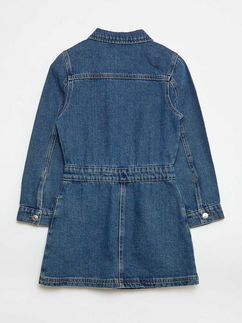 Robe denim avec col chemise Bleu - Kiabi