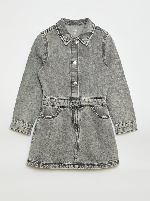 Robe denim avec col chemise - Kiabi
