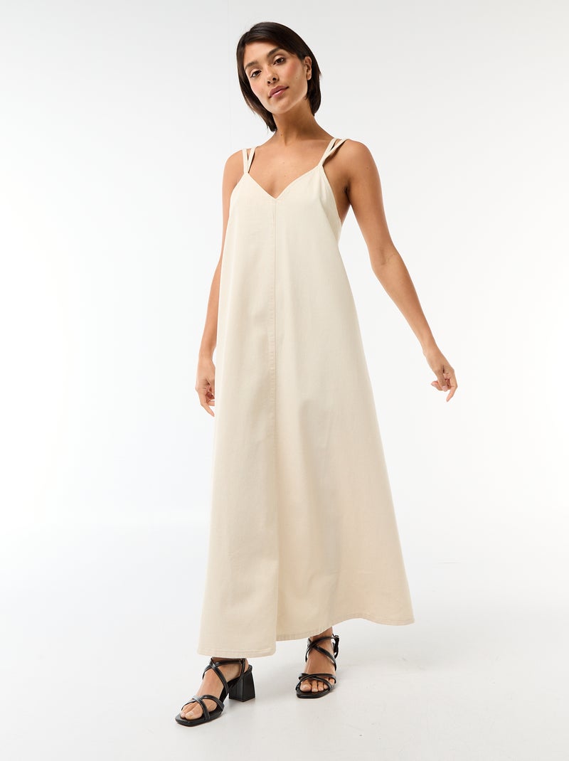 Robe denim coupe longue Blanc - Kiabi