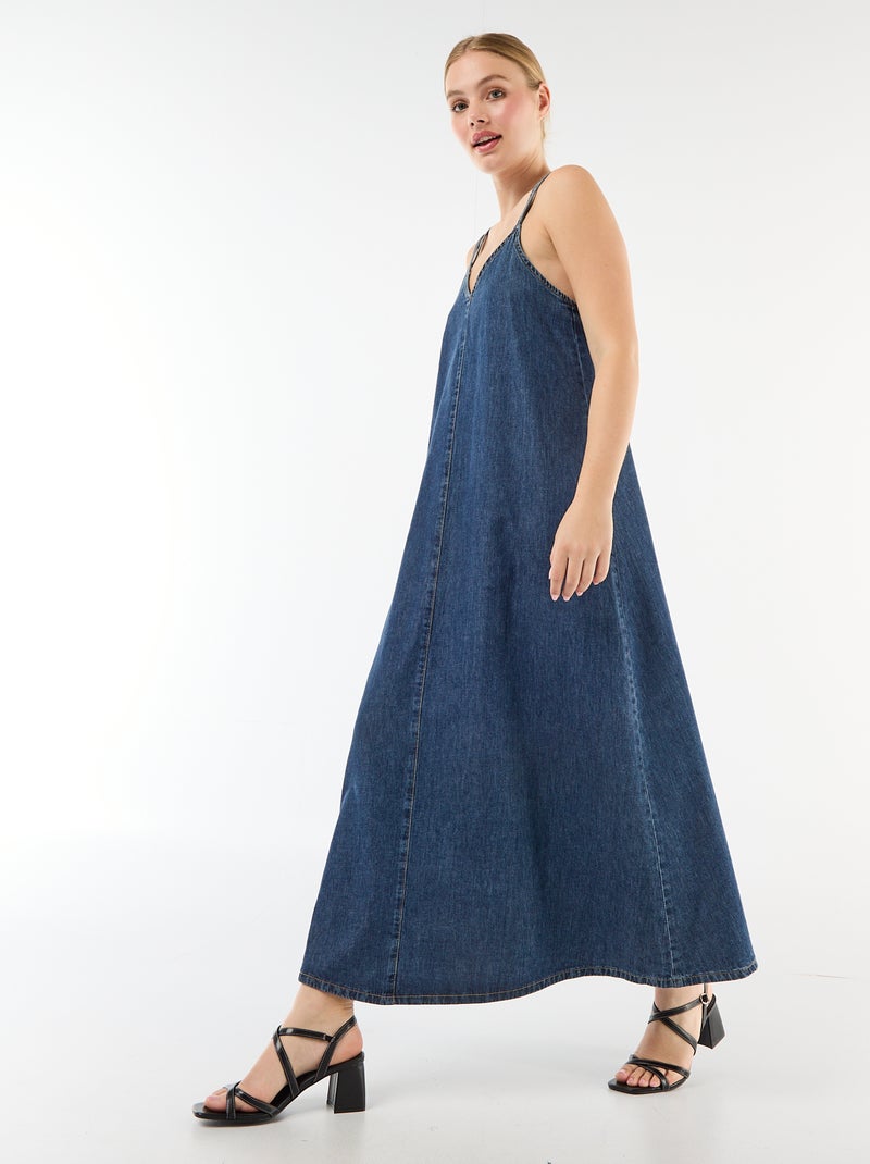 Robe denim coupe longue Bleu - Kiabi