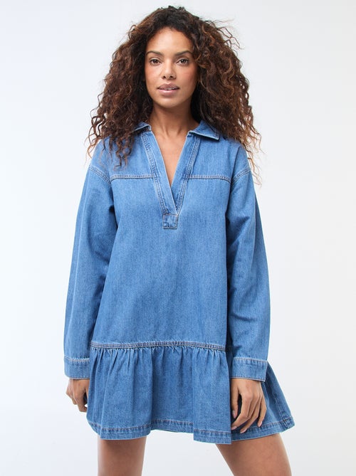 Robe denim manches longues - Kiabi