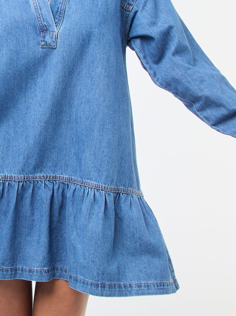 Robe denim manches longues Bleu - Kiabi