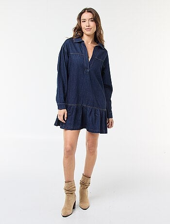Robe denim manches longues