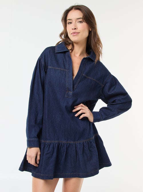 Robe denim manches longues - Kiabi