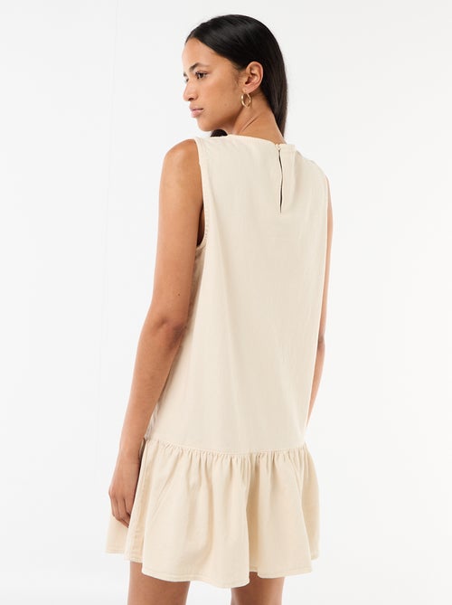 Robe denim sans manches à base volantée - Kiabi