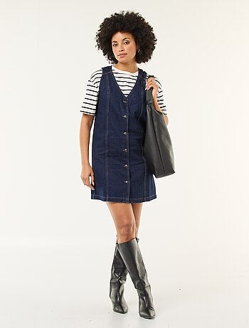 Robe denim sans manches en coton