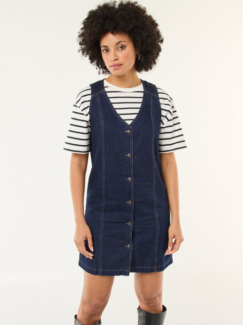 Robe denim sans manches en coton - Kiabi