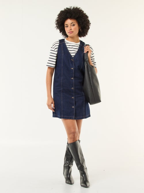 Robe denim sans manches en coton - Kiabi
