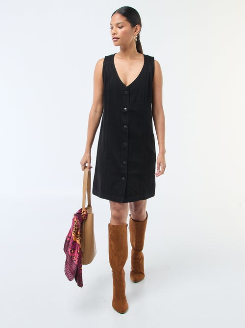 Robe denim sans manches en coton - Kiabi