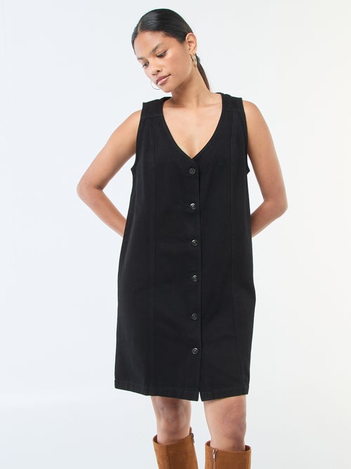 Robe denim sans manches en coton - Kiabi