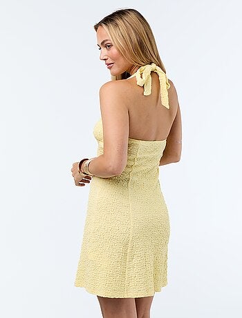 Robe dos nu en maille gaufrée