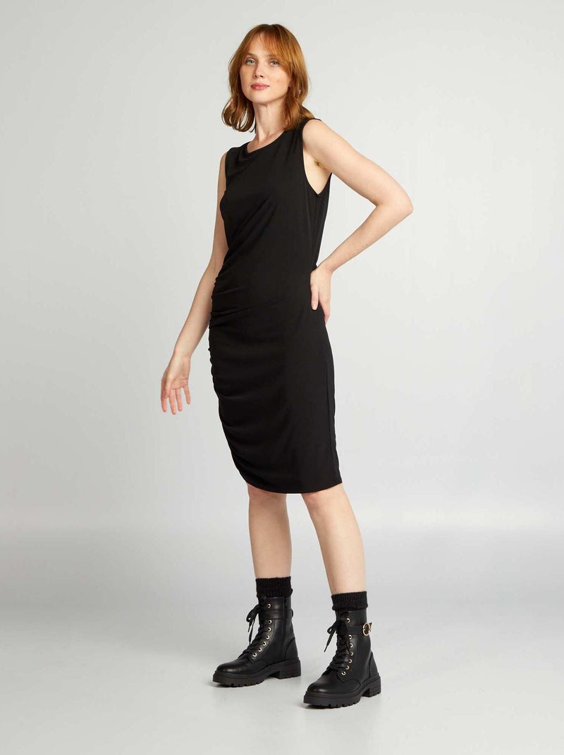 Robe drapée sans manches noir - Kiabi