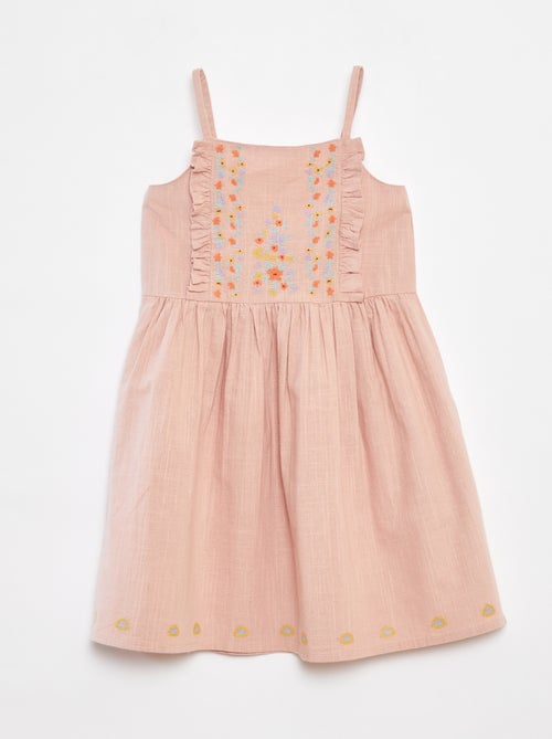Robe en chaine et trame avec broderies - Kiabi