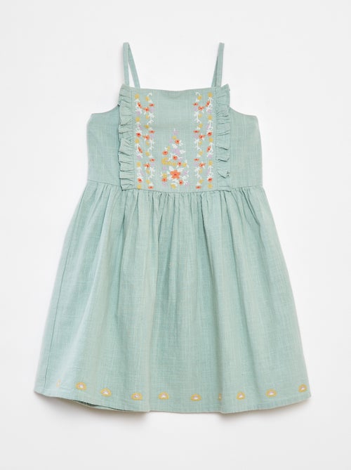 Robe en chaine et trame avec broderies - Kiabi