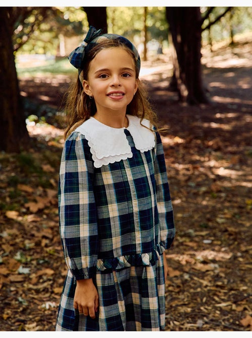 Robe en coton à carreaux avec plis b&s - Kiabi