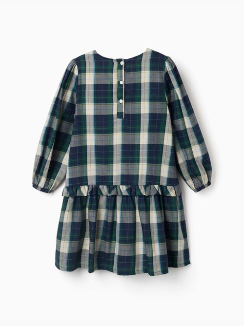 Robe en coton à carreaux avec plis b&s - Kiabi