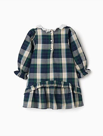 Robe en coton à carreaux avec volants b&s