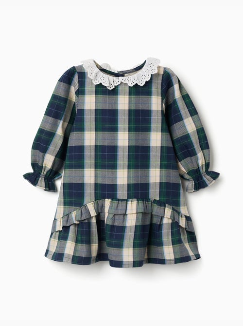 Robe en coton à carreaux avec volants b&s - Kiabi