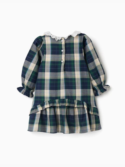 Robe en coton à carreaux avec volants b&s - Kiabi