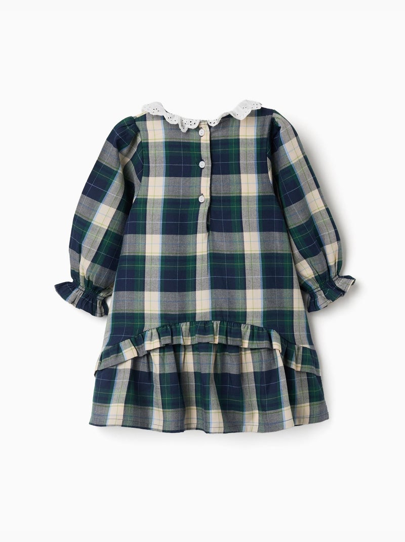 Robe en coton à carreaux avec volants b&s Bleu foncé - Kiabi