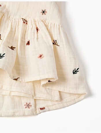 Robe en coton à manches longues avec broderie florale