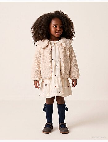 Robe en coton à manches longues avec broderie florale