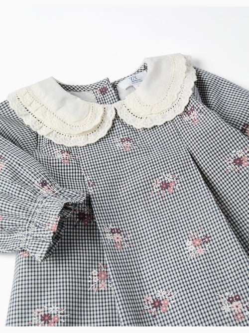 Robe en coton à motif Vichy et imprimé floral - Kiabi