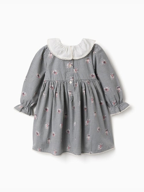 Robe en coton à motif Vichy et imprimé floral - Kiabi