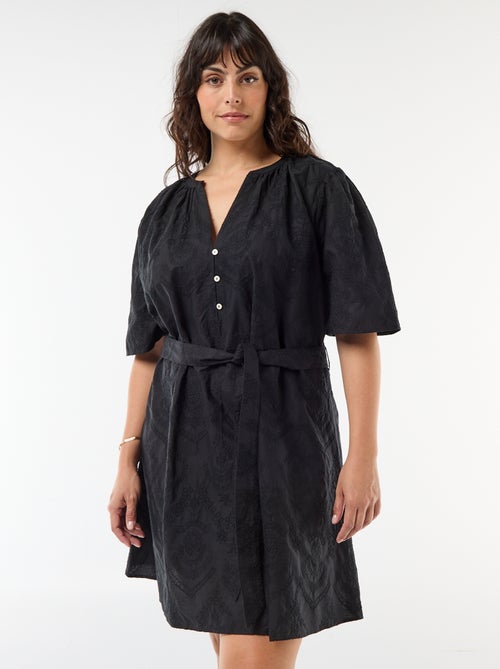 Robe en coton avec broderies anglaises - Kiabi