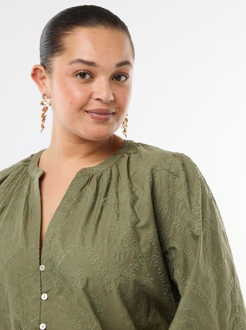 Robe en coton avec broderies anglaises - Kiabi