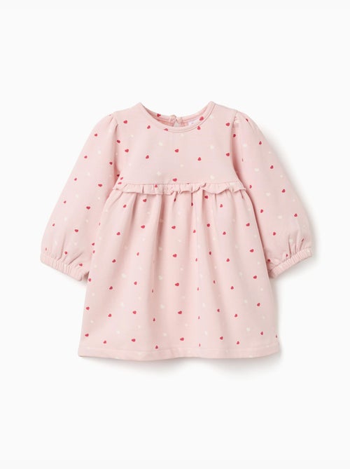 Robe en coton peigné avec motif cœur - Kiabi