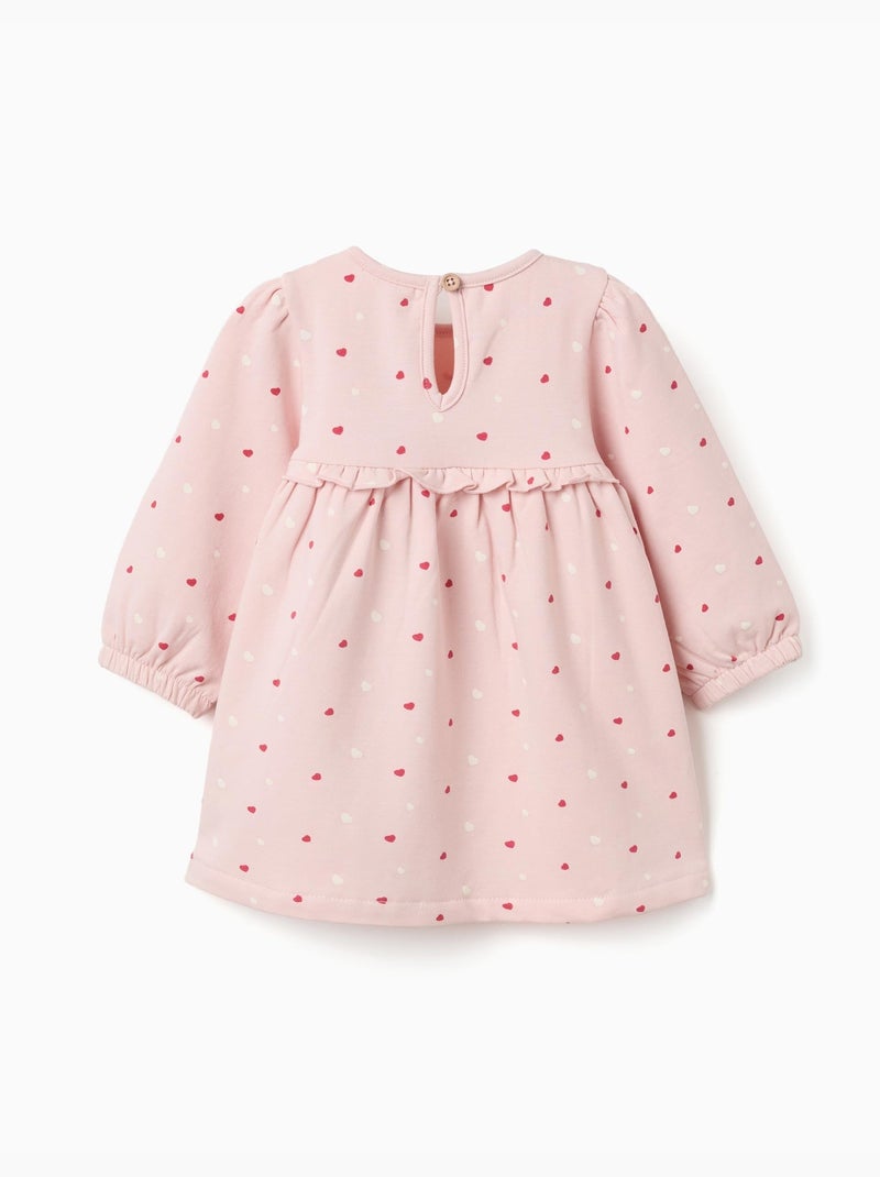 Robe en coton peigné avec motif cœur Rose - Kiabi