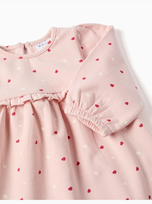 Robe en coton peigné avec motif cœur - Kiabi