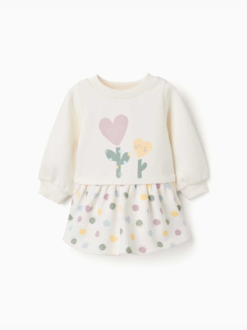 Robe en coton peigné avec motif de cœurs et de pois - Kiabi