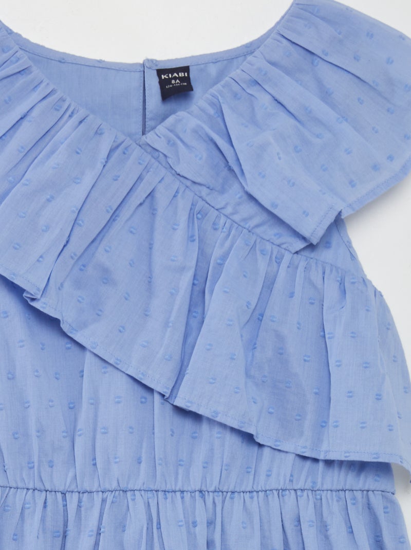 Robe en coton plumetis Bleu - Kiabi