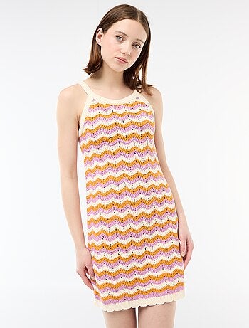 Robe en crochet tricolore