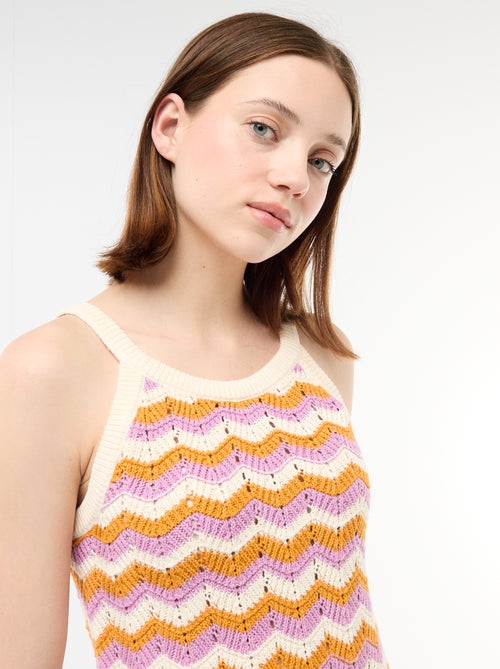 Robe en crochet tricolore - Kiabi