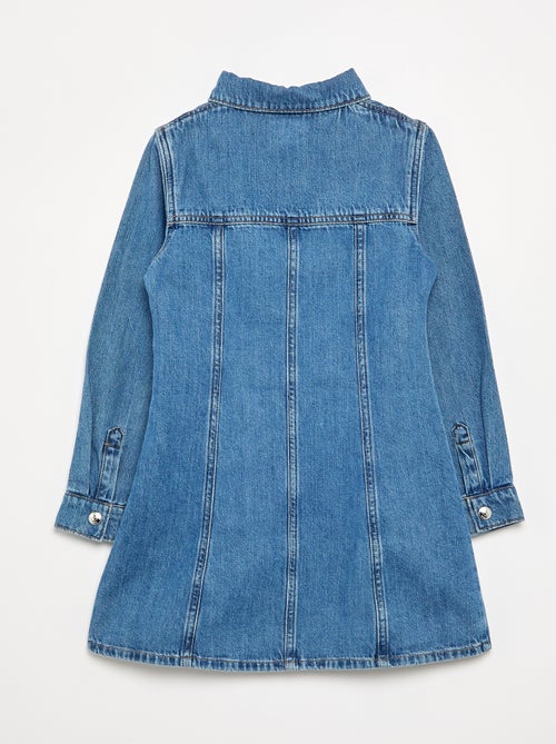 Robe en denim à manches longues et col chemisier - Kiabi