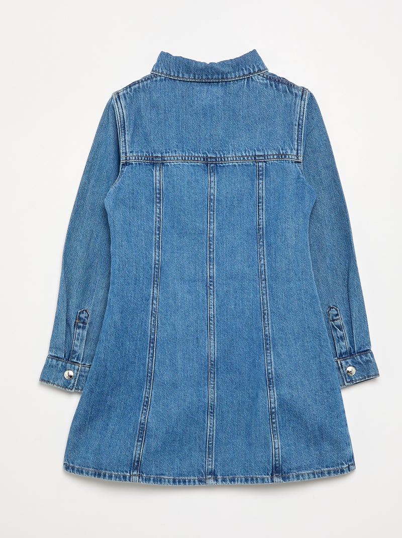 Robe en denim à manches longues et col chemisier Bleu - Kiabi