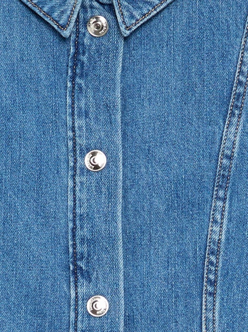 Robe en denim à manches longues et col chemisier - Kiabi