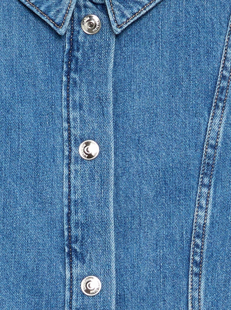 Robe en denim à manches longues et col chemisier Bleu - Kiabi