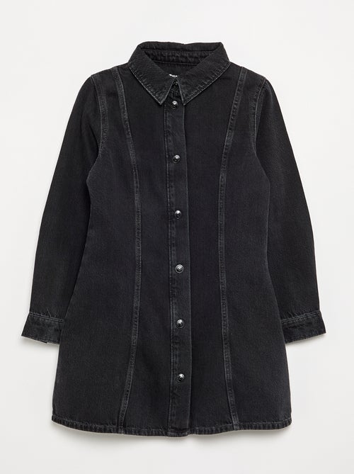 Robe en denim à manches longues et col chemisier - Kiabi