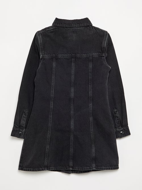Robe en denim à manches longues et col chemisier - Kiabi