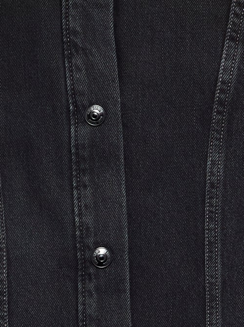 Robe en denim à manches longues et col chemisier - Kiabi