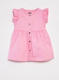Robe en denim avec manches courtes volantées rose - Kiabi