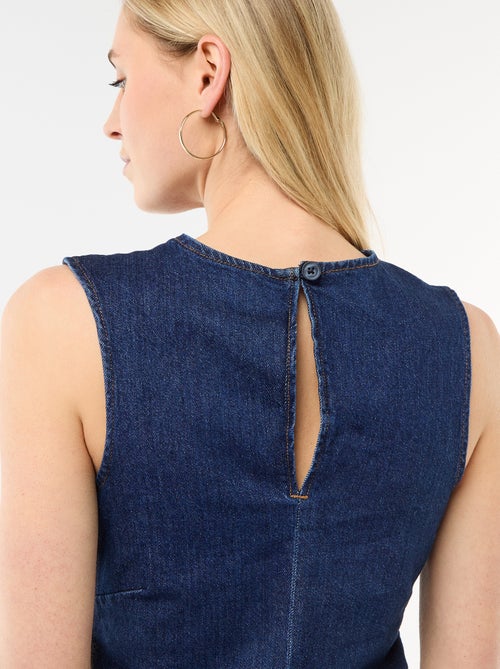 Robe en denim courte sans manches - Kiabi