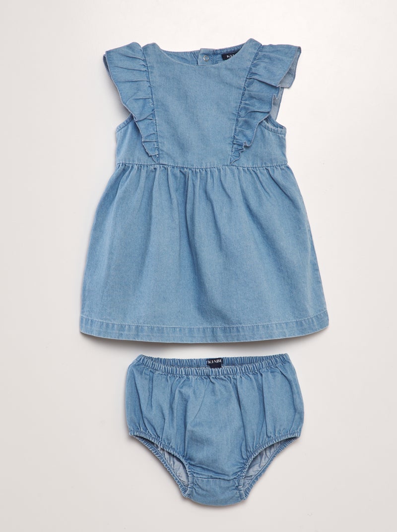 Robe en denim + culotte - 2 pièces Bleu - Kiabi