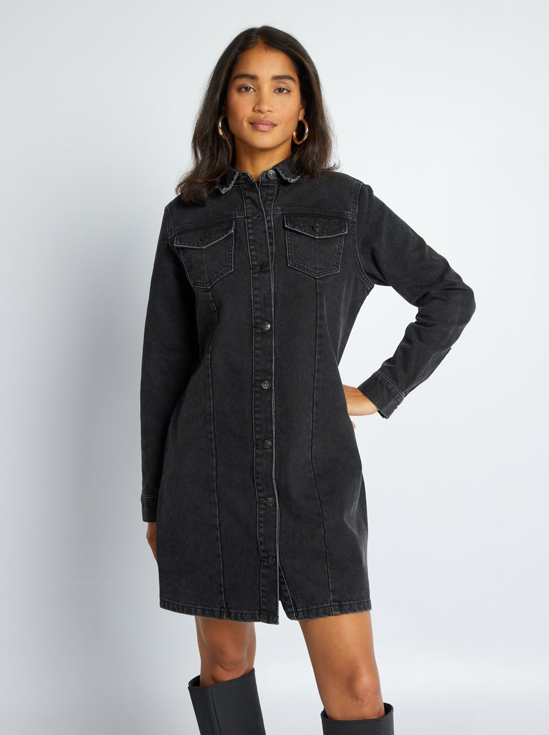 Robe en denim Noir - Kiabi