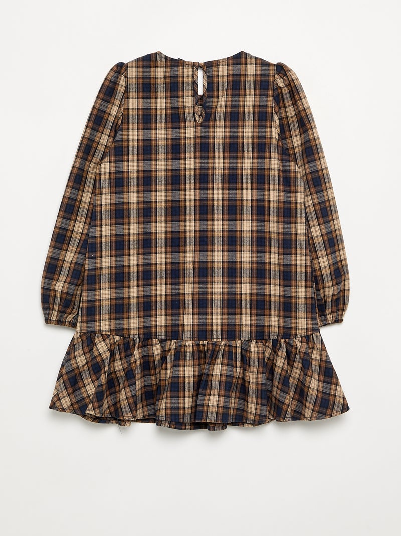 Robe en flanelle à manches longues Marron /Marron moyen - Kiabi