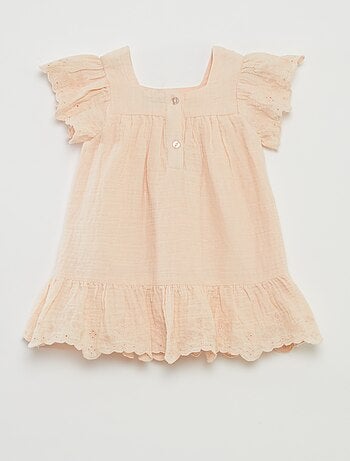 Robe en gaze de coton avec borderies anglaises